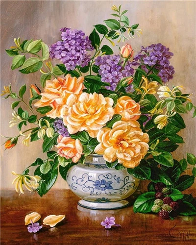 SZGD1269 AZQSD, сделай сам, для взрослых, краска по номерам, цветы, акриловая краска, 40x50, без рамки, красочная, для дома, холст, краска, ваза, ручная работа, подарок - Цвет: SZGD1269