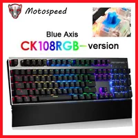 Teclado mecánico CK108 para Gamer, dispositivo con 104 teclas RGB, interruptor azul, ruso, con cable, klavye, LED retroiluminado