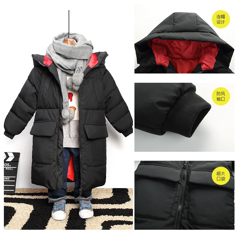 new winter item girl and boy cool long thick warm coat kids parkas