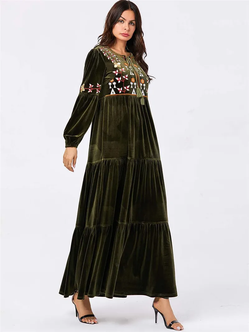 Бархатное марокканское нарядное платье в арабском стиле длинное мусульманское платье скромный мусульманский вечерние платья