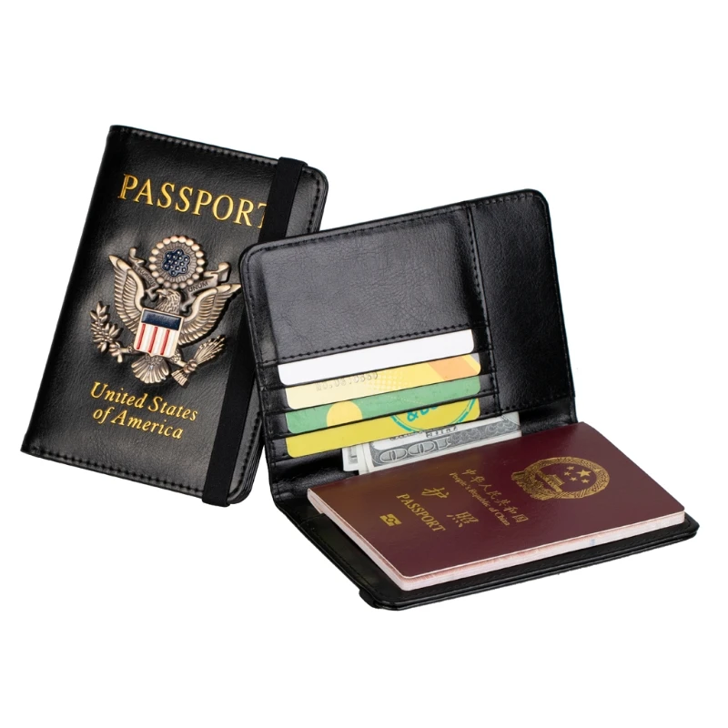 United States Of America USA RFID Men’s Wallet Passport Cover Case Holder Case Blocking Leather Travel Wallets Travel Accessorie 2