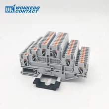 Dinレール端子台PT2.5-3L電気配線コネクタトリプル層春接続導体10個ターミナルストリップブロック