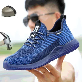 

Mens Women Safety Shoes With Steel Toe Cap Work Boots Autumn Lightweight Comfortable Non-slip Cheap Indestructible Sneakers Men