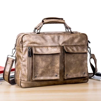 

2020 new men's horizontal leisure Messenger Handbag retro briefcase computer camera bag men's bag