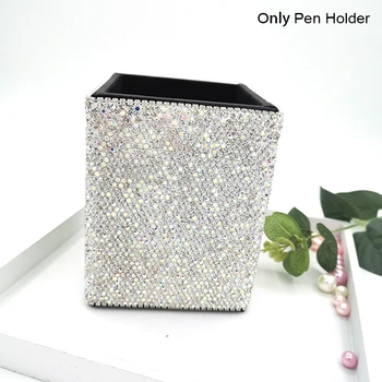 

Pen Holder Bling Rhinestone Portable Multifunctional Display Stand School Fashion Gift Comb Brushes Desk Organizer Round Square