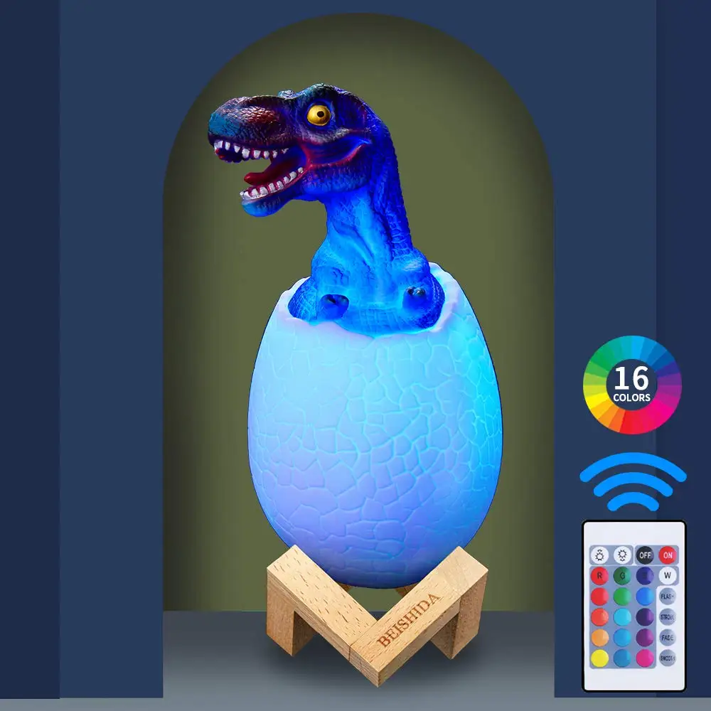 

3D Dinosaur Lamp Rex Night Light with Stand Remote & Pat & Touch Control Rechargeable 16 Color Birthday Gifts for Boys Girls
