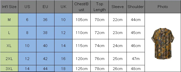 Летние мужские повседневные рубашки с коротким рукавом со змеиным узором, свободные рубашки для мужчин, мужские рубашки с принтом змеиной кожи, топы