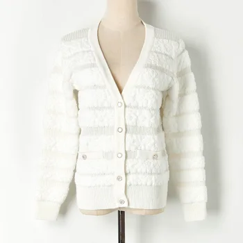 

High Quality Knitted Sweaters Women Designer Runway Thickening Coats Female Elegant Party Cardigans Basic Winter Jumpers Clothes