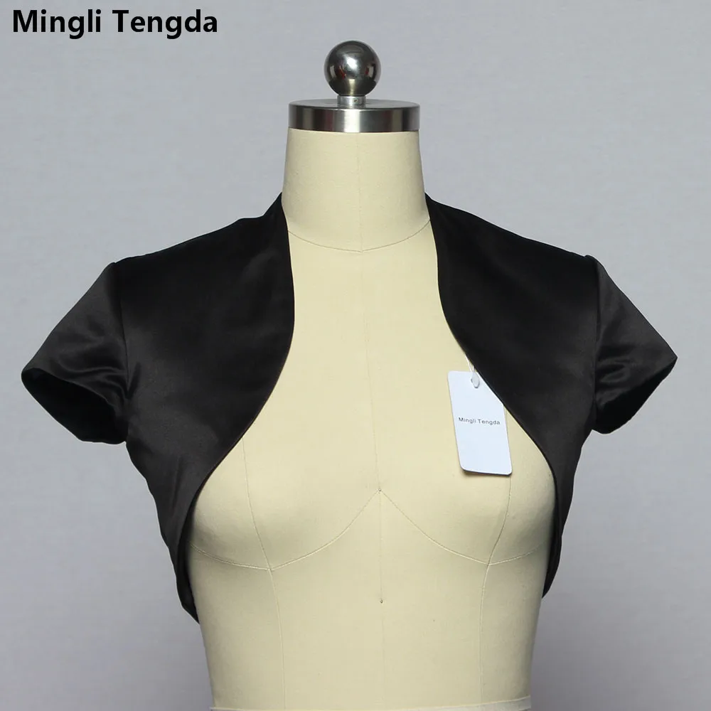Wedding Shawl Mingli Tengda Ivory Satin Short Sleeve Wedding Bolero/Shrug/Bride Jacket/Stole/Shawl/Tippet Black/Red /Gold/Royal blue