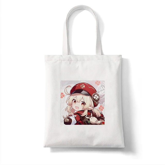 Canvas Bag Shopper Bag Genshin Game Kawaii Anime Shopping Bags Handbags Shoulder Bag Casual Handbag Women High Capacity Eco Bag B360D