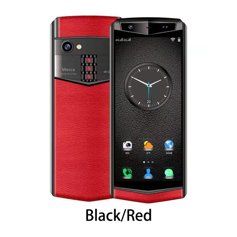 Anica M17 мини 4G смартфон 3,5 дюймов Android 8,1 Google Play магазин Лицо ID Wifi точка доступа кожаные мобильные телефоны - Цвет: Black  Red