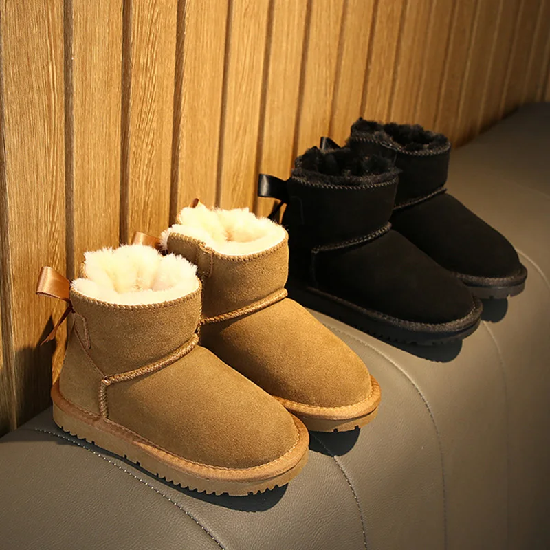 Детские ботинки детские резиновые сапоги зимние Детские утепленные плюшевые зимние сапоги детские теплые кожаные короткие детские белые ботинки