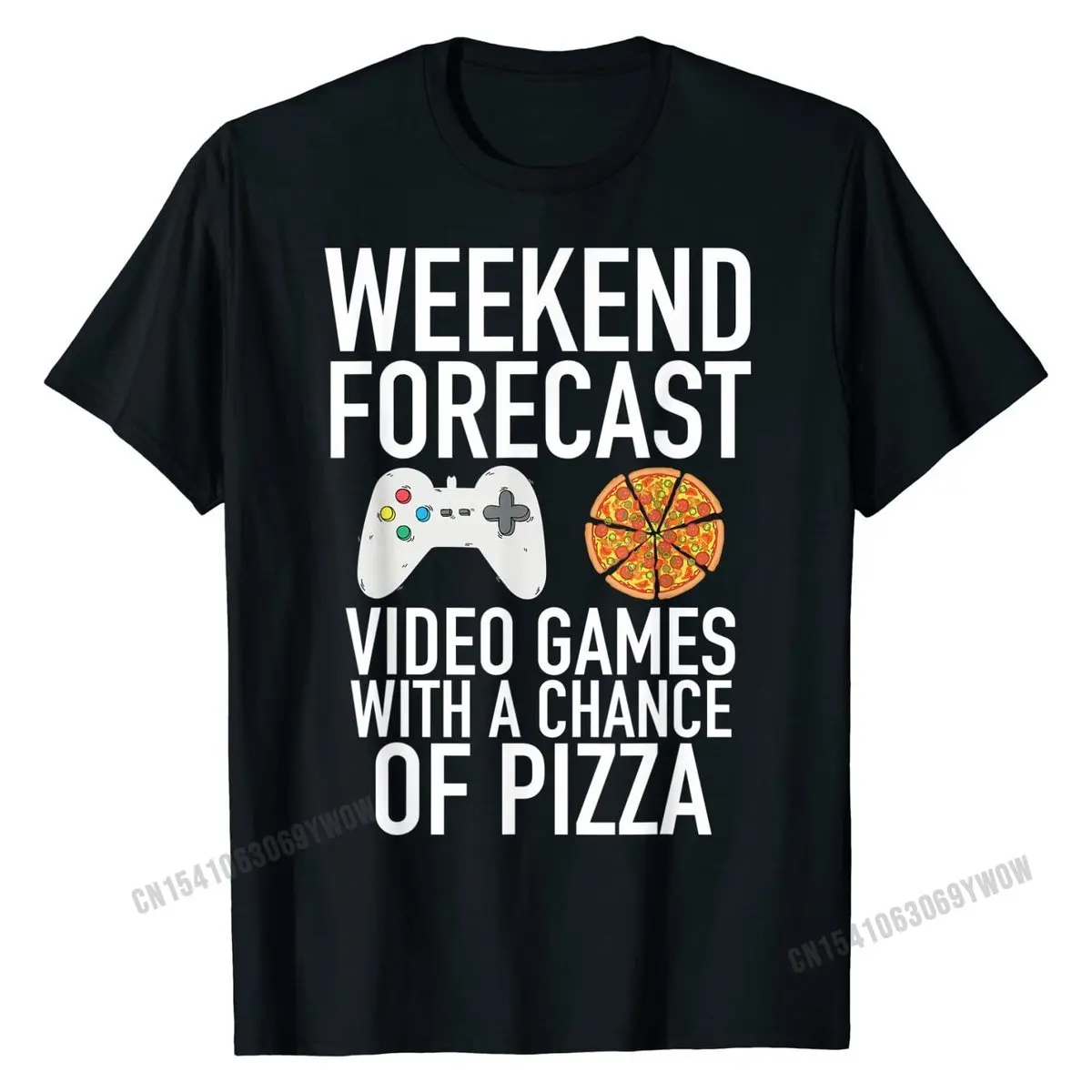 

Weekend Forecast Video Games and Pizza Gamer T-Shirt Fashion Geek T Shirt Cotton Tops Shirts for Men Printed On
