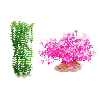 

4 Pcs Plastic Plant Ornament for Aquarium Fish Tank, 3Pcs Green Hottonia Inflata Plant & 1Pcs Aquatic Dwarf Plant