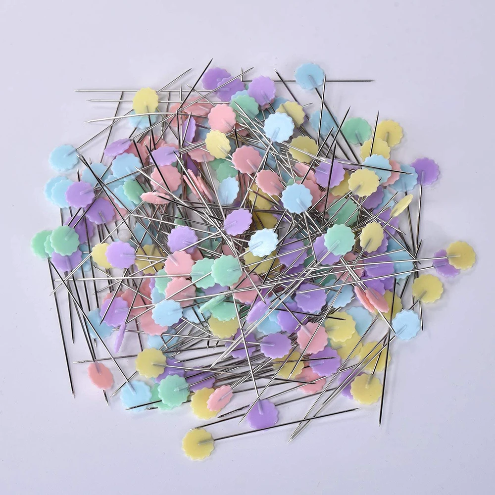 100 Stück Nähnadeln, flacher Kopf, gerade Stifte, Blumenkopf-Nadelstifte, gerade Steppnadeln für DIY-Nähen, Basteln, Schneiderwerkzeuge – Detail 7