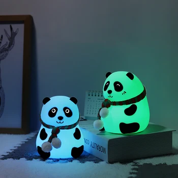 

Lovely Silicone Panda Night Light USB Touch Sensor Colorful Night Lamp Atmosphere Light Bedroom Lamp For Baby Christmas Gift
