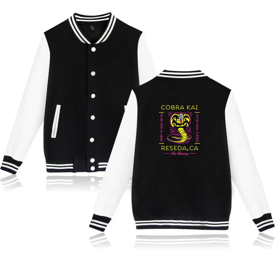 WEJNXIN Kawaii Cobra Kai брендовая бейсбольная одежда для мужчин и женщин унисекс костюм толстовки Толстовка с v-образным вырезом уличная одежда большого размера Camisetas - Цвет: black2