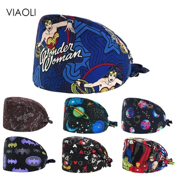

Wholesale prices Surgical Cap Dental Salon Male and Female Doctor Nurse Cap Cotton Print Operating Room Work Hats/caps Planet