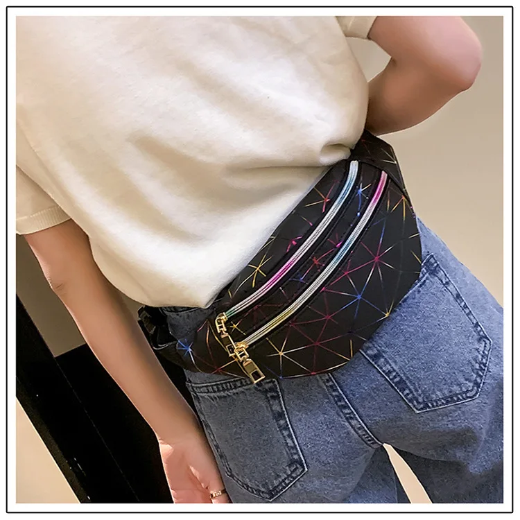 Новые блестки для ногтей Fanny Pack Feminina Тонкий блестящий неоновый поясной мешок ПВХ водонепроницаемая поясная дорожная сумка Хип сумки для женщин девочек