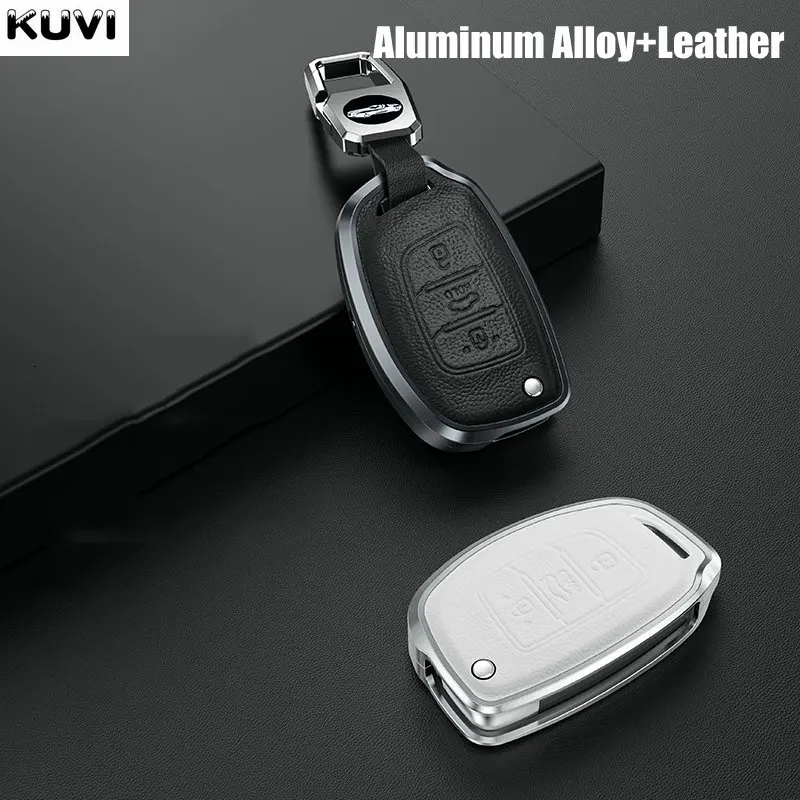 Alloy Leather Car Key Case Cover For Hyundai Tucson Creta ix25 i10 i20