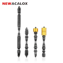 NEWACALOX 4 шт./компл. прочное закаленное Магнитная отвертка бит двойной головкой Электрический Прочный длинные биты инструмент Сталь сверла