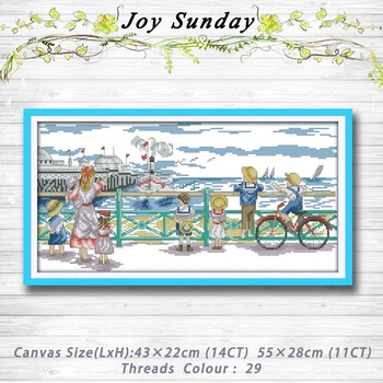 

Children Seeing the sea decor Patterns 14CT 11CT Counted Cross Stitch Sets embroidery set Needlework kit chinese cross stitch