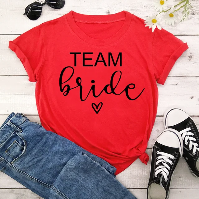 bachelorette team bride t shirt estonian wedding party ulzzang t-shirt cato women's tea bride short women tops drop ship Red-3