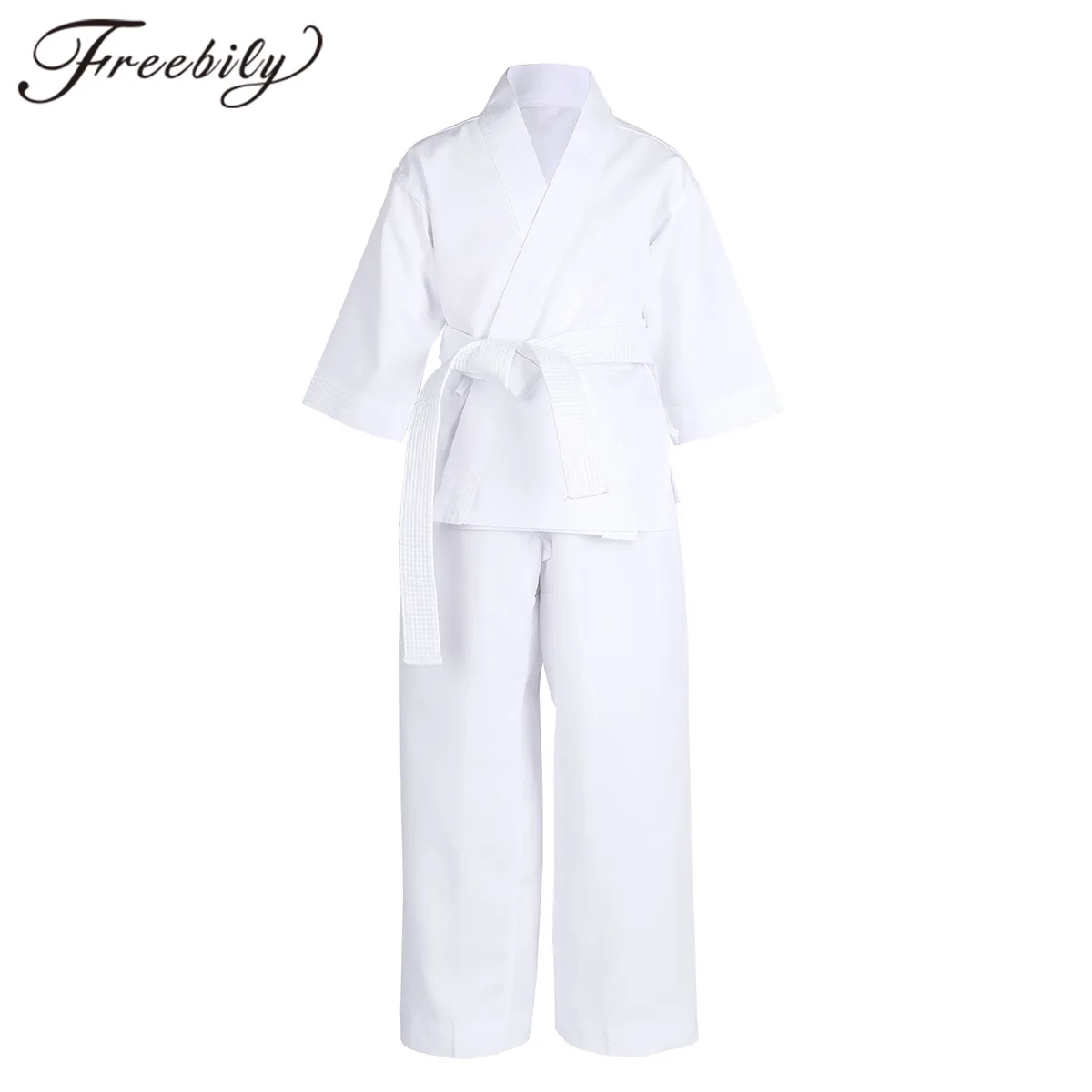 Karate Gi Uniform Suit Martial Arts Adult Lightweight Kids Belt Outfit White 