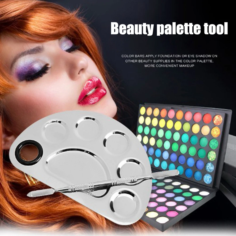 

Stainless Steel 6 Holes Makeup Palette Nail Art Polish Mixing Plate Cosmetic Artist Mixing Palette for Mixing Foundation
