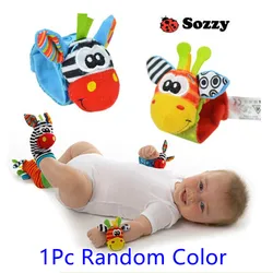 Chaussettes pour nouveau né, 1 pièce, hochet de poignet et chaussettes de pied pour bébé, jouets sensoriels, chaussettes de poignet, dessin animé Animal mignon 