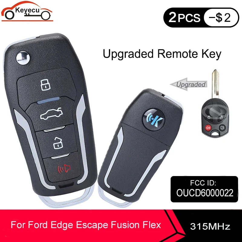KEYECU 315 МГц 4D63 80 бит OUCD600002 усовершенствованный откидной дистанционный ключ с 4