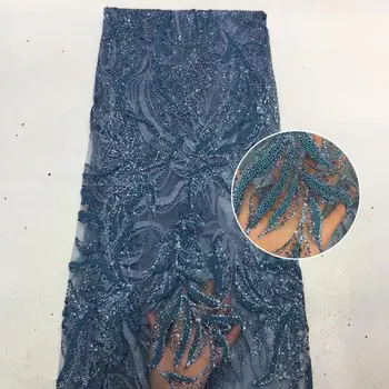 

Nigerian French Fabric High Quality S-388811 Best Selling African Lace Fabric Glued glitter sequins Tulle Lace