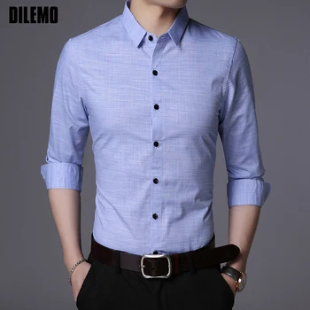 

2020 New Fashion Brand Designer Shirt Men Fall Slim Fit Streetwear Long Sleeve High Quality Dress Shirts Casual Mens Clothing