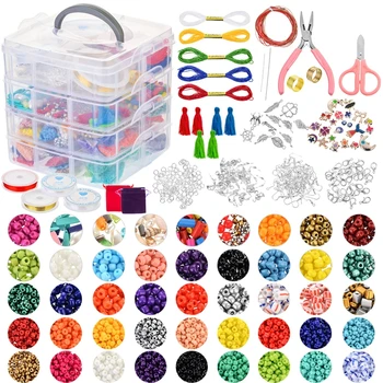 

Jewelry Making Supplies DIY Kit with Beads Charms Findings Jewellery Pliers Beading Wire for Necklace Bracelet Earrings