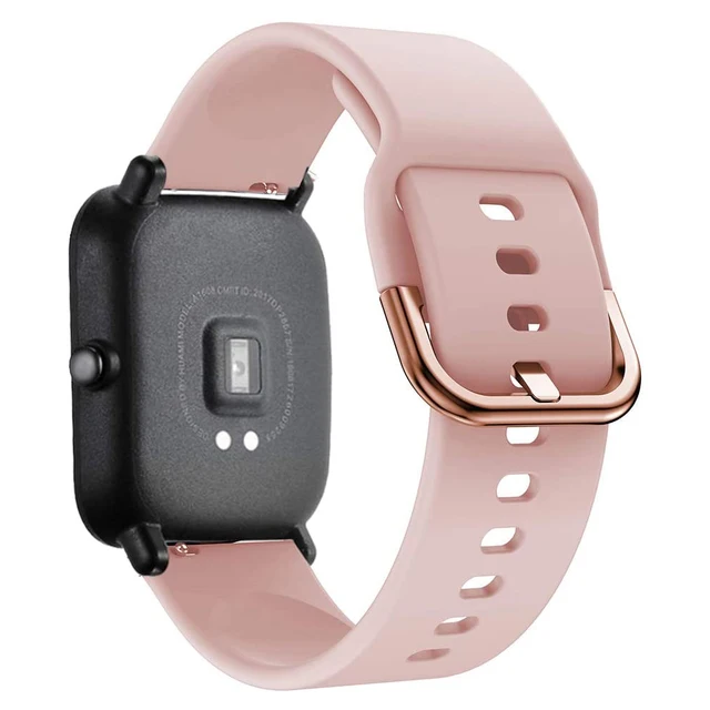 20mm 22mm Watch band For Amazfit GTS 2/3/2e/GTS 2 Mini/GTR 3 Pro/2/2e/42mm/47mm Silicone Sport Bracelet Amazfit bip u pro strap Sand pink 5