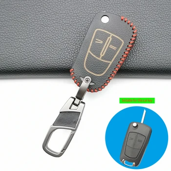 

Premium Leather Car Key Case for Opel Vectra C Astra H Corsa D Zafira 2 Button Flip Folding Remote Key Cover