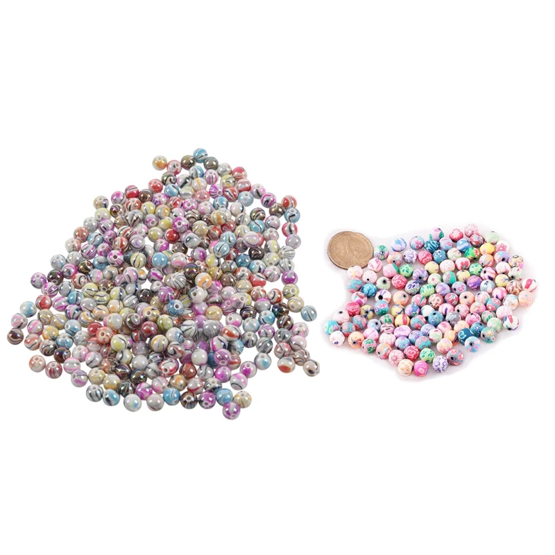 400Pcs Beaded: 100Pcs Ceramic Round 8 Mm Dia.& 300Pcs Mixed Acrylic Ball Spacer Beads-Jewellery Making,DIY Crafts