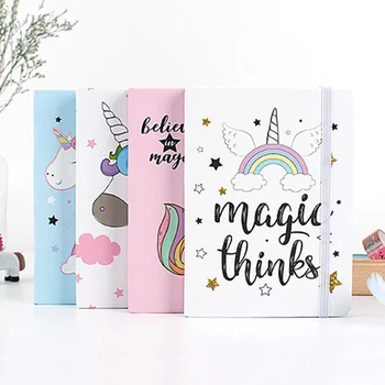 

2019 New Cartoon Unicorn Hard Cover Planner Pupils Notepad Notebook Line Inner Page Notebook School Supply Random Style