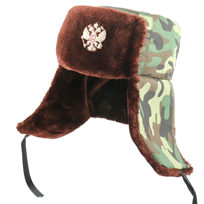 JG National Emblem CAMOLAND, шапка-бомбер с советским значком для мужчин, армейская военная шапка-ушанка, русская ушанка, зимняя шапка с ушками, теплая шапка с искусственным мехом - Цвет: JG National Emblem
