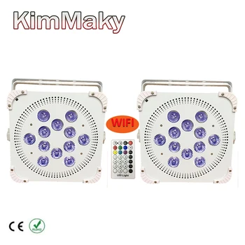 

2PC/CTN Free shipping 12pcs×18w MAKY battery uplighting RGBWAUV 6 in 1 battery stage light flat wireless