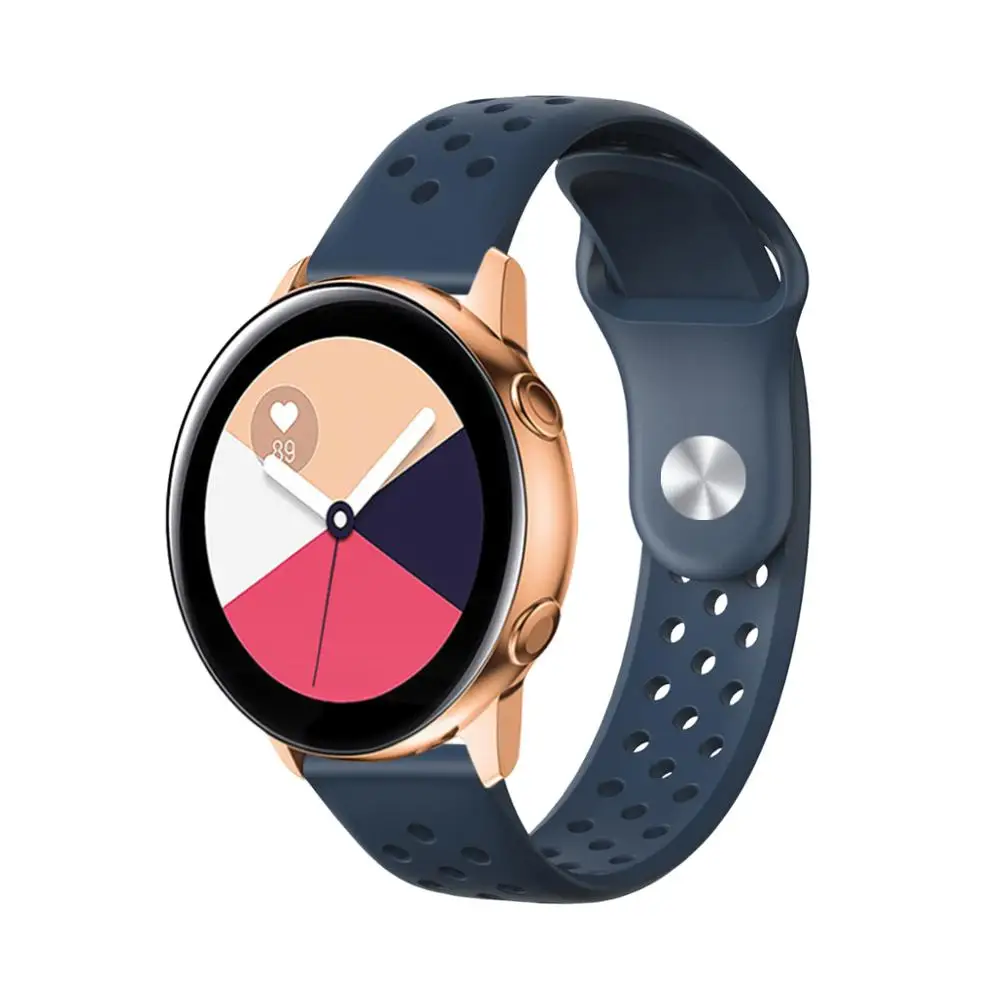 20 мм силиконовый ремешок для Galaxy Watch, активные спортивные часы, браслет на запястье для Galaxy Watch Active 2 Amazfit GTR Galaxy Watch - Цвет ремешка: Темно-синий