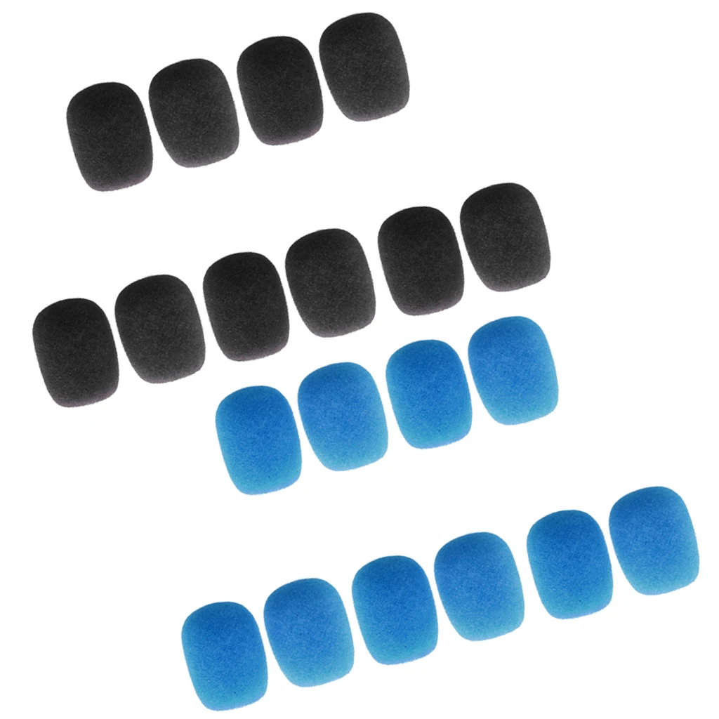 Practical Pack/20pcs Blue Black Sponge Clip-on Headset Microphone Windshields Mic Accessory