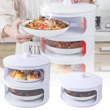 

Fresh Cover Transparent Stackable Food Storage Box with Lid Heat Preservation Dustproof Multi-layer Food Container for Kitchen