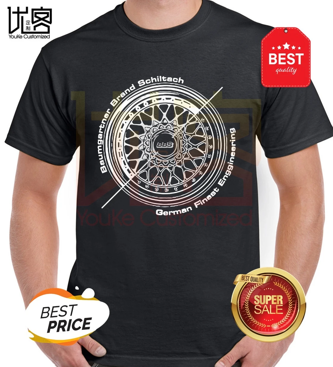 Мужская футболка BBS Wheels Автомобильная мода классические топы Футболка забавная