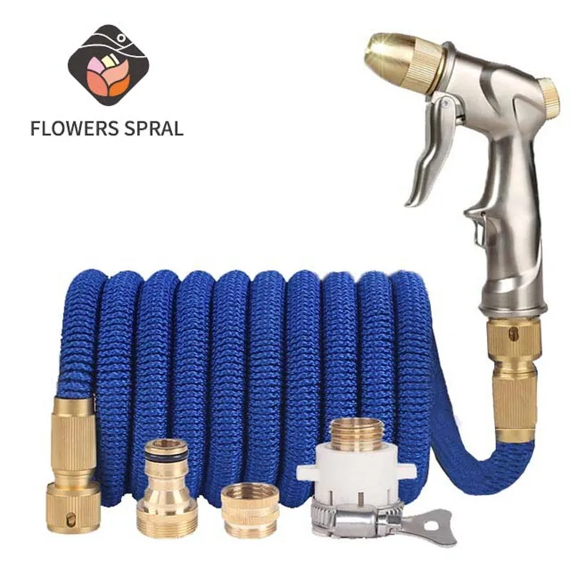 

Free Shipping 16Ft-100Ft Garden Scalable Hose Magic 3x Telescopic Hose EU High Pressure Car Wash Hose with Spray Gun Watering