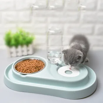 

Petshy Dog Cat Food Bowl with Water Bottle Puppy Kitten Automatic Water Dispenser Feeder Pet Double Not Wet Mouth Water Bowl