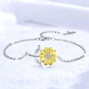 

Fashion White Gold Sunflower Bracelets for Women 2020 New Arrivals Plant Bangle Bracelet Wedding Jewewlry Gifts Dropshipping