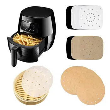 

100Pcs/Bag Air Fryer Steamer Liners Premium Perforated Wood Pulp Papers Non-Stick Steaming Basket Mat Baking Cooking Tools