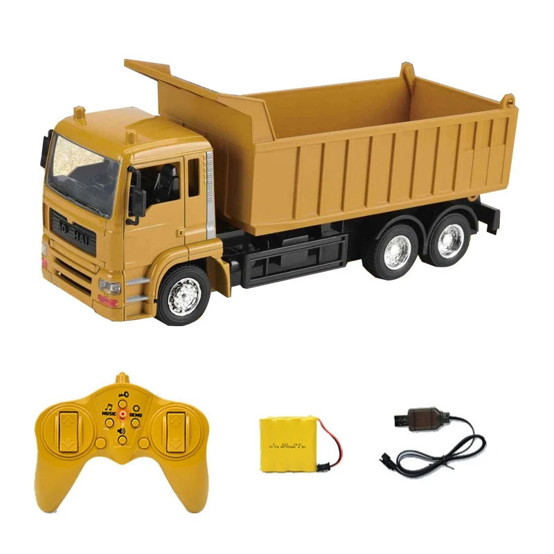 

10CH RC Dump Truck 2.4HZ Remote Control Hydraulic Dump Engineering Vehicle Electric Loader Gift Transporter for Kids