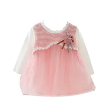 Милое платье для маленьких девочек; Детская осенняя одежда; цельнокроеное платье принцессы с цветочным принтом и длинными рукавами; весенние платья